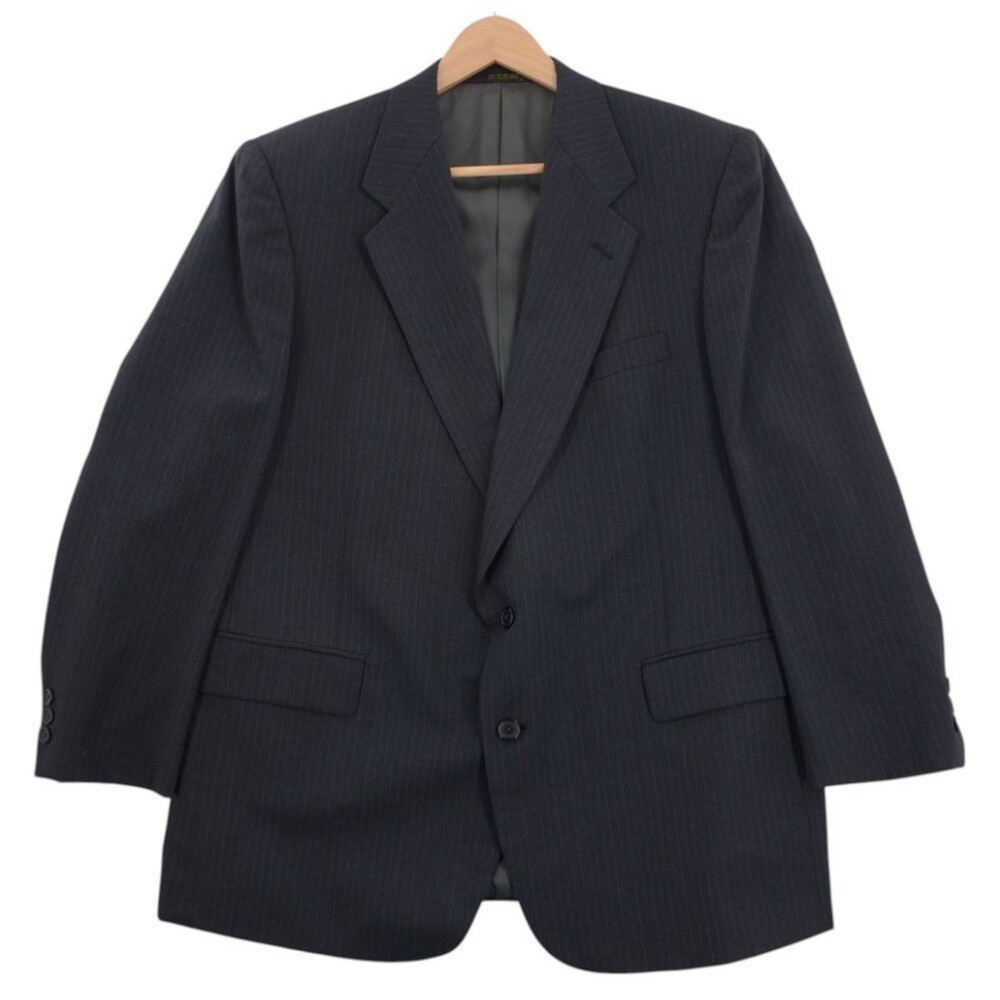 VTG Givenchy Monsieur Sz 42R Men’s Dark Grey Wool Blazer  Pinstripe Designer